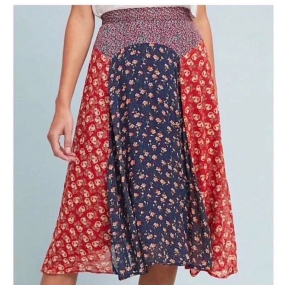 Anthropologie Meadow Rue Chiffon Patchwork Skirt
